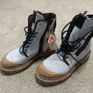 A.S.98 denim combat boots
